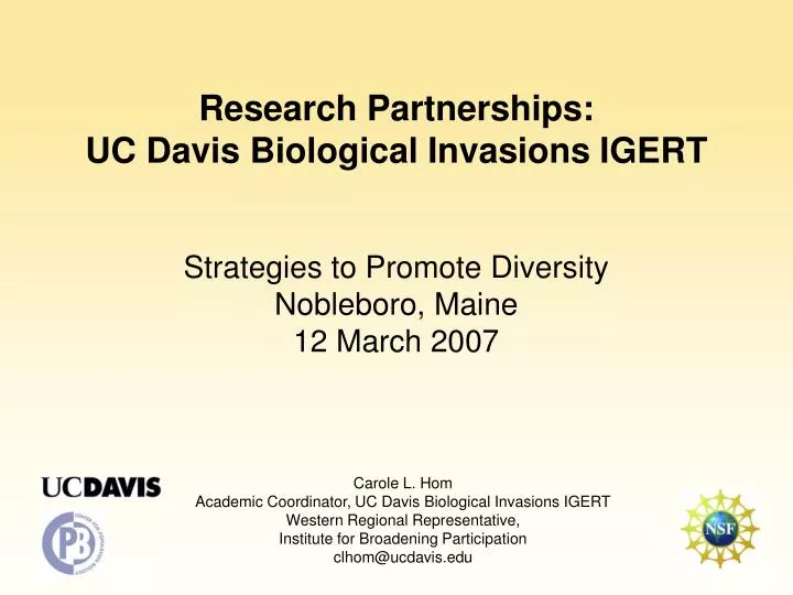 research partnerships uc davis biological invasions igert