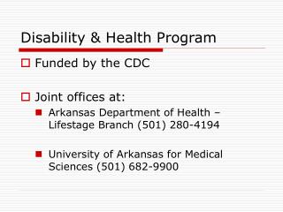 Disability &amp; Health Program