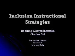 Inclusion Instructional Strategies