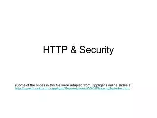 HTTP &amp; Security