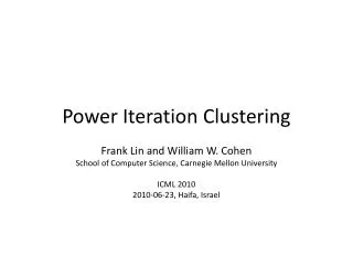 Power Iteration Clustering