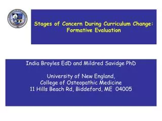 Stages of Concern During Curriculum Change: Formative Evaluation