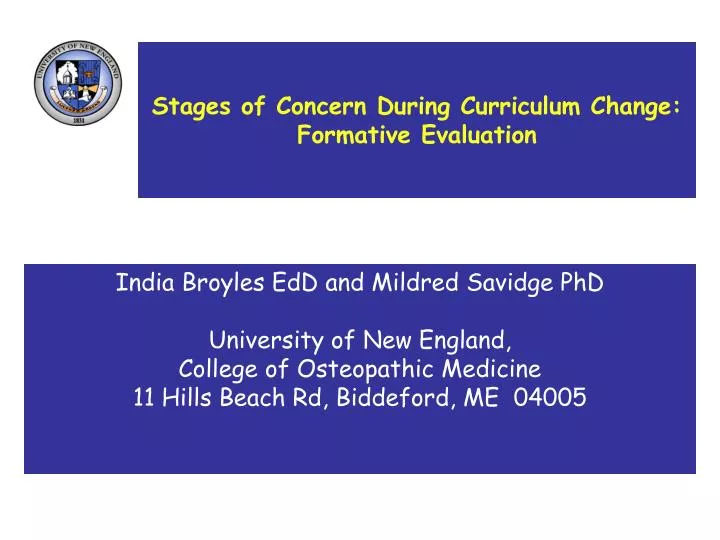stages of concern during curriculum change formative evaluation