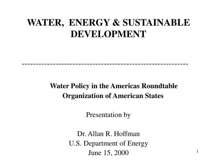 water energy sustainable development