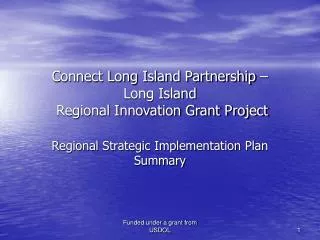 Connect Long Island Partnership – Long Island Regional Innovation Grant Project