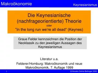 Die Keynesianische (nachfrageorientierte) Theorie oder ”In the long run we‘re all dead“ (Keynes)
