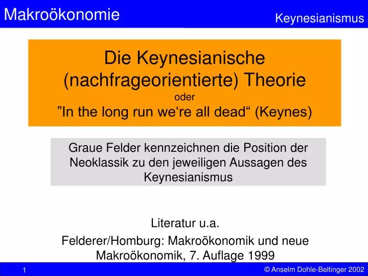 die keynesianische nachfrageorientierte theorie oder in the long run we re all dead keynes