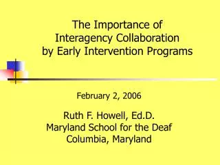 The Importance of Interagency Collaboration by Early Intervention Programs