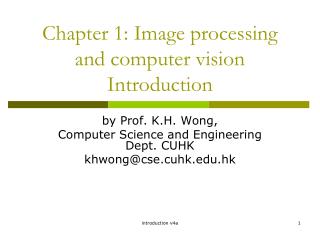 Chapter 1: Image processing and computer vision Introduction