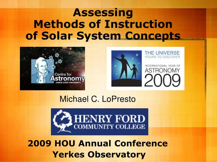 assessing methods of instruction of solar system concepts