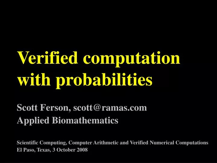 verified computation with probabilities