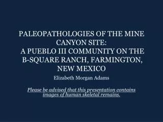 PALEOPATHOLOGIES OF THE MINE CANYON SITE: A PUEBLO III COMMUNITY ON THE B-SQUARE RANCH, FARMINGTON, NEW MEXICO