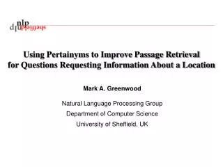 Using Pertainyms to Improve Passage Retrieval for Questions Requesting Information About a Location