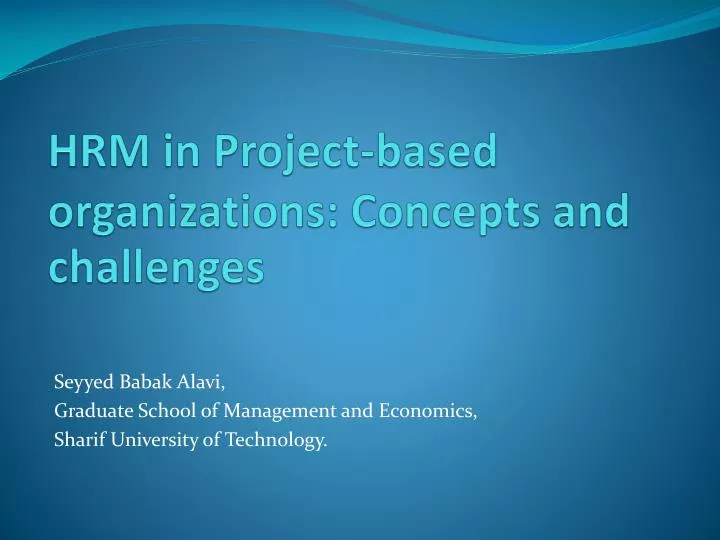 hrm in project based organizations concepts and challenges