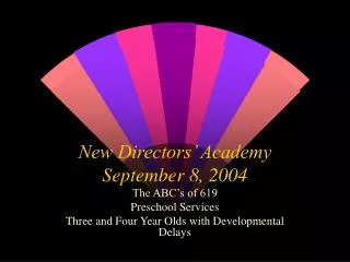 New Directors’ Academy September 8, 2004