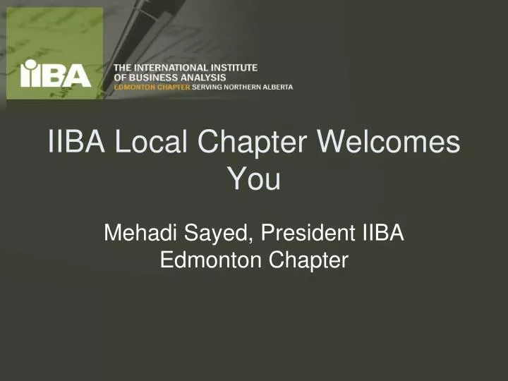 iiba local chapter welcomes you