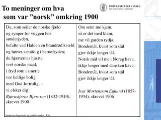 To meninger om hva som var ”norsk” omkring 1900
