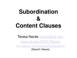 Subordination &amp; Content Clauses