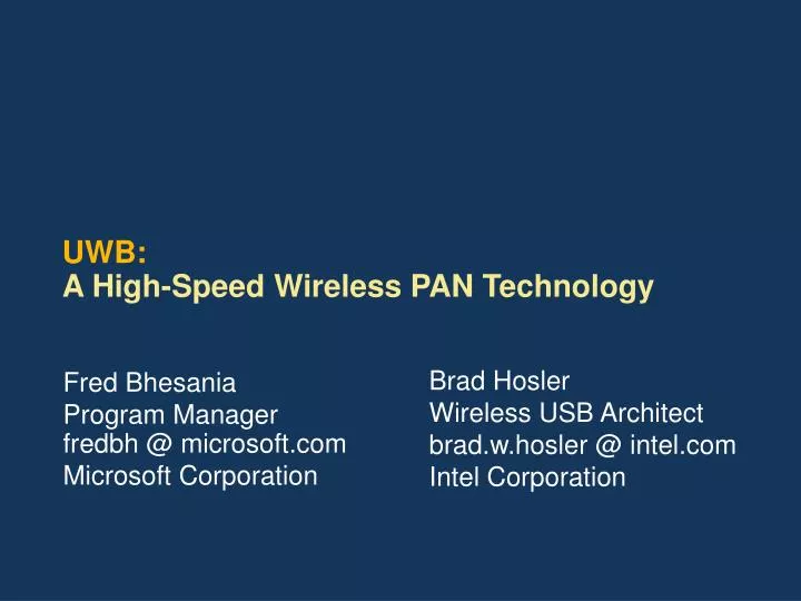 uwb a high speed wireless pan technology