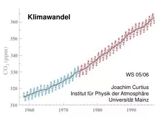 Klimawandel WS 05/06 Joachim Curtius Institut für Physik der Atmosphäre Universität Mainz