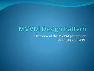 MVVM Design Pattern
