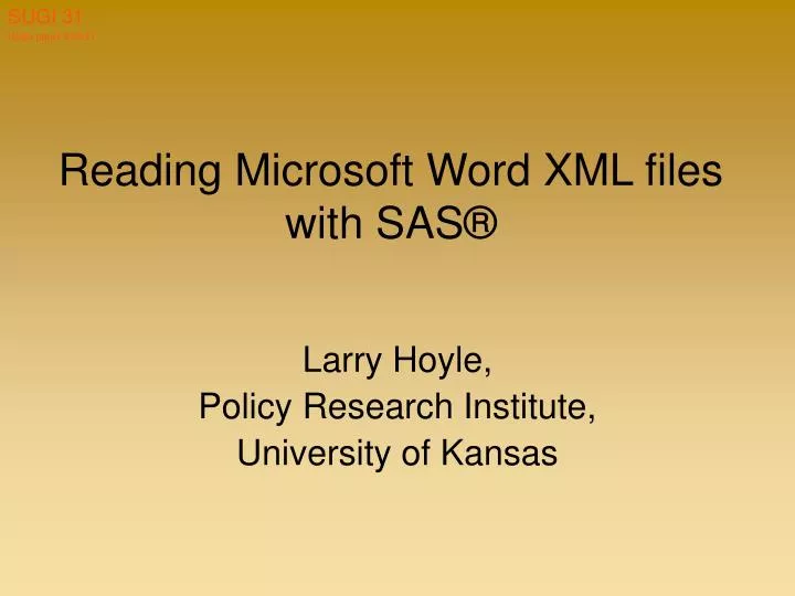 reading microsoft word xml files with sas