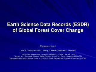 Earth Science Data Records (ESDR) of Global Forest Cover Change