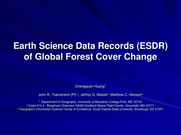 earth science data records esdr of global forest cover change