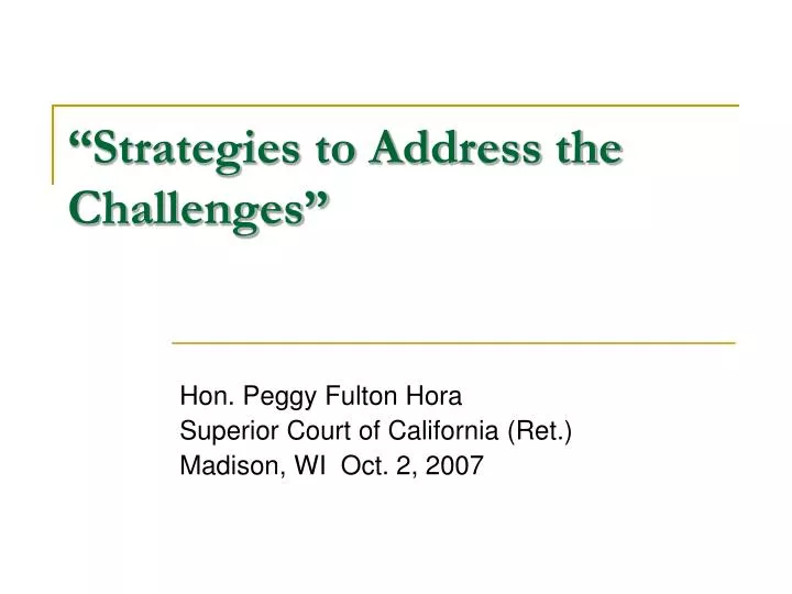 strategies to address the challenges