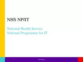 NHS NPfIT National Health Service National Programme for IT