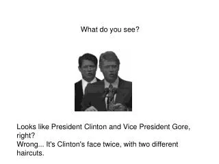 Looks like President Clinton and Vice President Gore, right? Wrong... It's Clinton's face twice, with two different hair