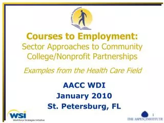 Courses to Employment: Sector Approaches to Community College/Nonprofit Partnerships Examples from the Health Care Fiel