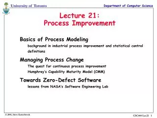 Lecture 21: Process Improvement
