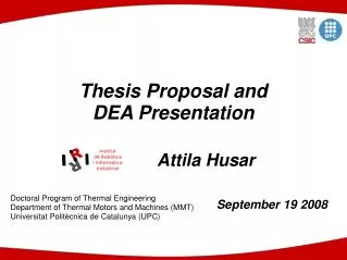 Thesis Proposal and DEA Presentation