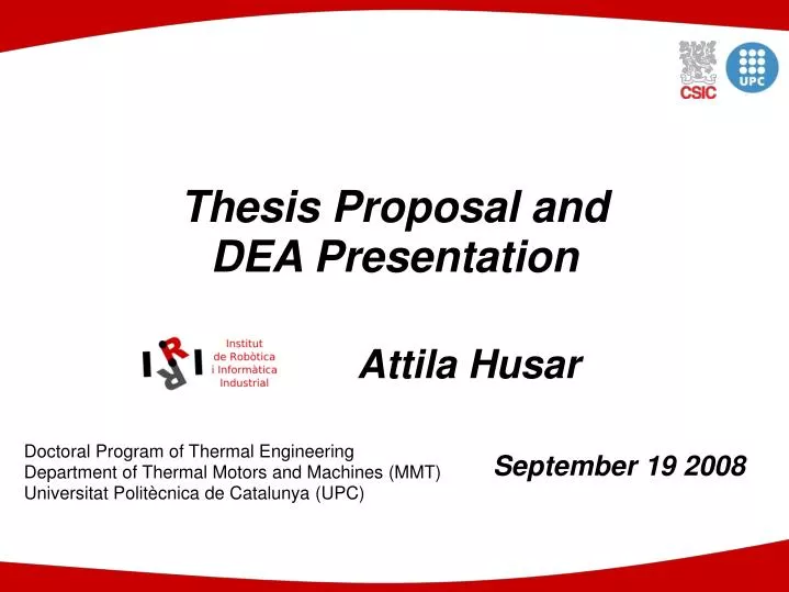 thesis proposal and dea presentation