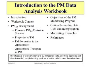 Introduction to the PM Data Analysis Workbook