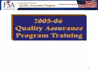 2005-06 Quality Assurance Program Training