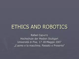 ETHICS AND ROBOTICS