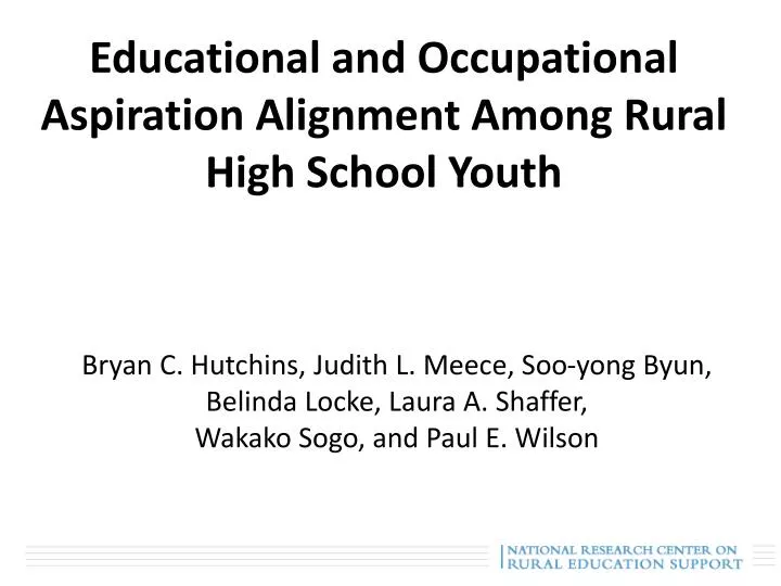 educational and occupational aspiration alignment among rural high school youth