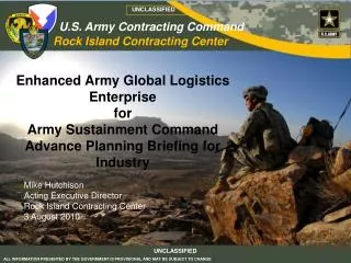 Enhanced Army Global Logistics Enterprise for Army Sustainment Command Advance Planning Briefing for Industry