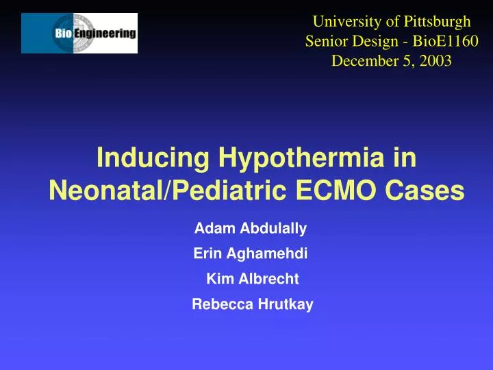 inducing hypothermia in neonatal pediatric ecmo cases