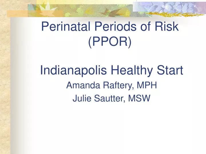 perinatal periods of risk ppor