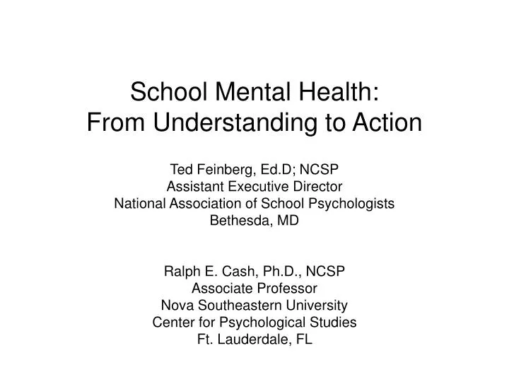 school mental health from understanding to action