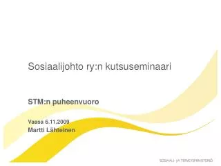 sosiaalijohto ry n kutsuseminaari