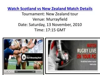 Watch Scotland vs New Zealand Rugby match of New Zealand tou