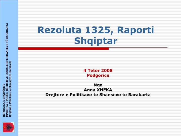 rezoluta 1325 raporti shqiptar