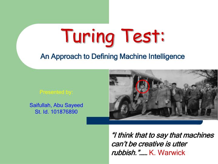 turing test an approach to defining machine intelligence