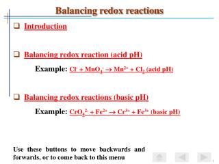 Balancing redox reactions