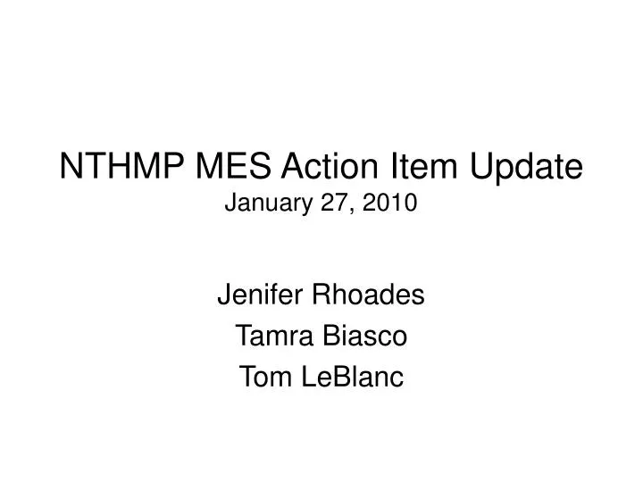 nthmp mes action item update january 27 2010