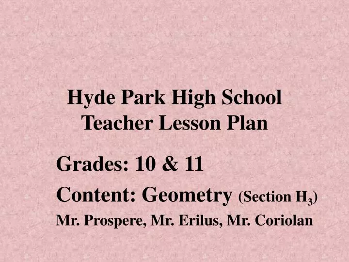 hyde park high school teacher lesson plan